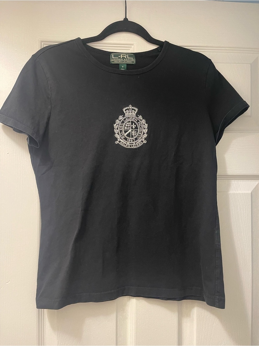 Lauren Active Ralph Lauren Black Embroidered Crest T-Shirt Medium